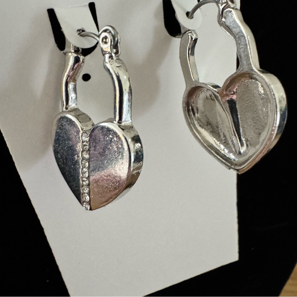 Silver Heart Hoop Earrings